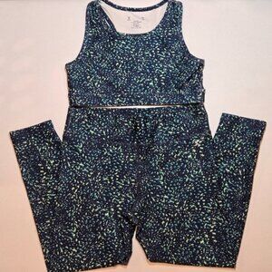 Navy and Green Speckled Two-Piece Set